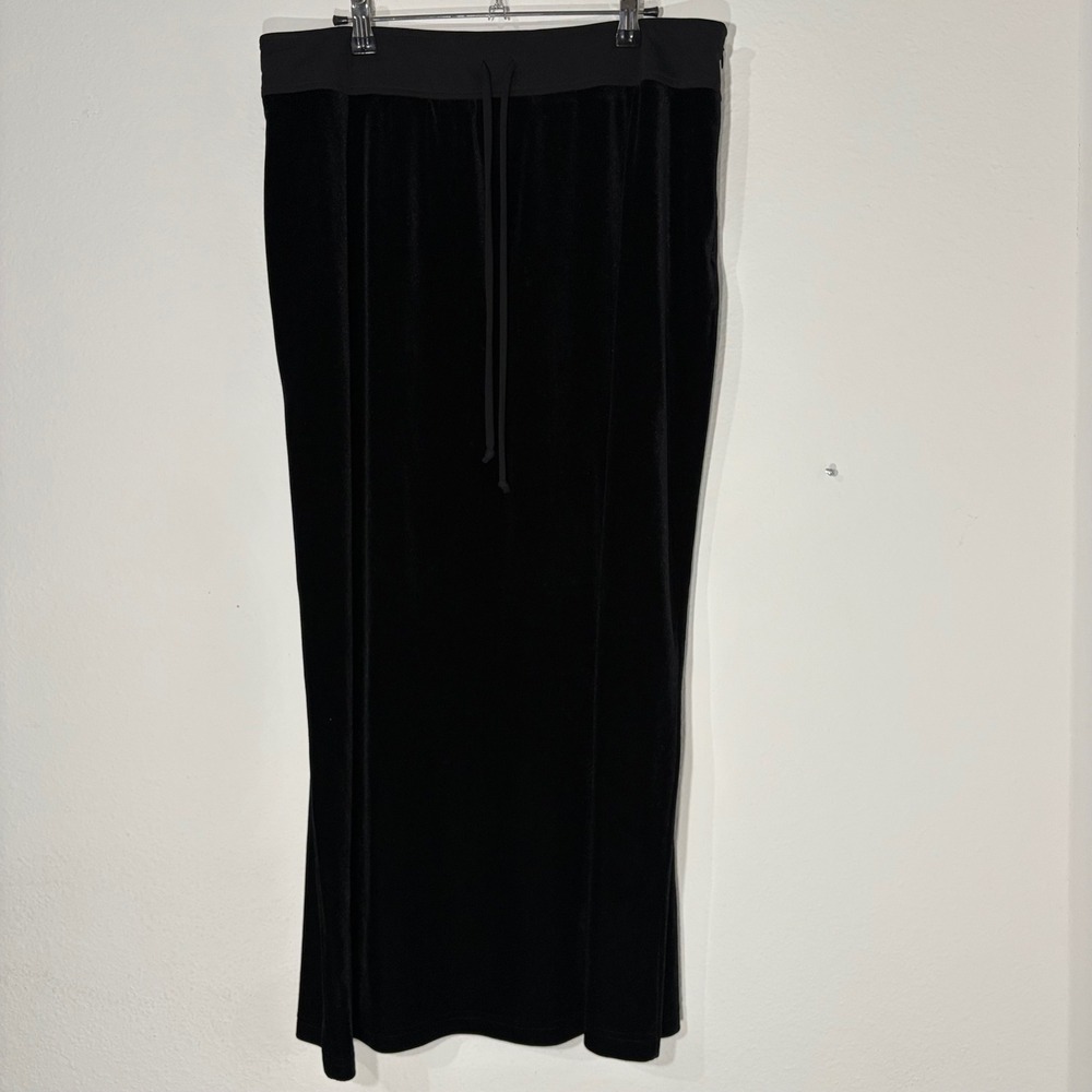 Velvet L Witchy Whimsygoth Dark Fairy Black Stretch Maxi Long Skirt Bac‎ Slit